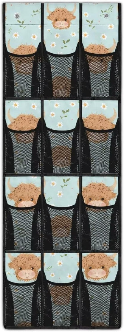 Plateau Cattle Over The Door Organizer Decor Nursery Storage with 12 Large Pockets,Nursery Organizers and Storage,Stable Spice Rack for Kitchen,Behind Door Bag for Bathroom,Bedroom