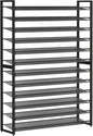 Metal Shoe Rack,Large 12 Tier Shoe Organizer, Heavy Duty Metal 6-Tier Stackable Shoe Storage Vertical Shoe Rack for Closet Front Door Entrance,Entryway,GarageUp to 76 Pairs,Black