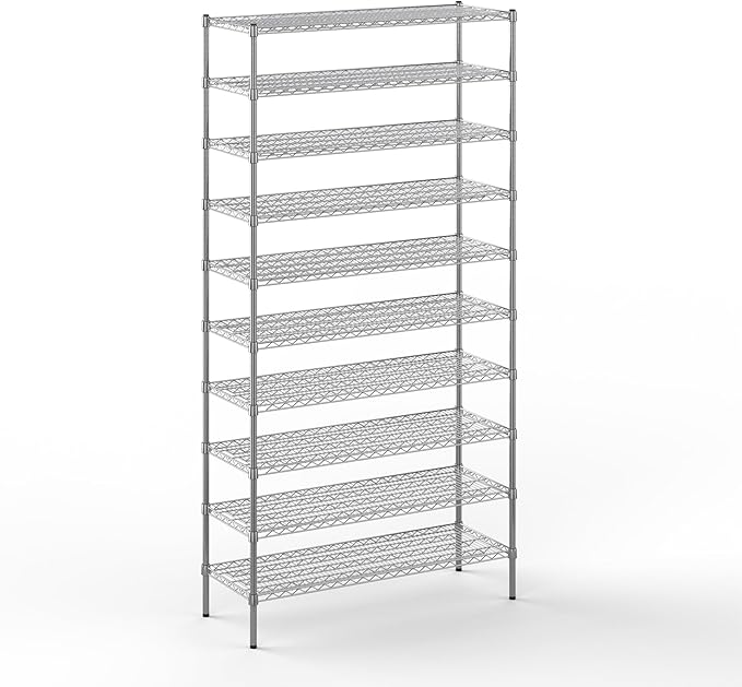 18" Deep x 48" Wide x 96" Height Wire Shelving Kit | 10-Tier | NSF Commercial Storage Rack Unit