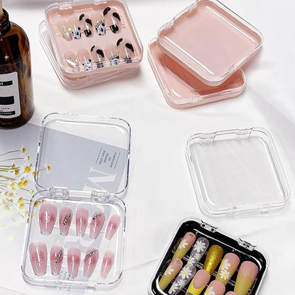 12 Pcs Press on Nail Packaging Box Press on Nail Storage Box for Press Ons with 60 Pcs Adhesive Double Sided Tape Acrylic Fake Nail Display Box False Nail Organizer Case for Home Salon Use