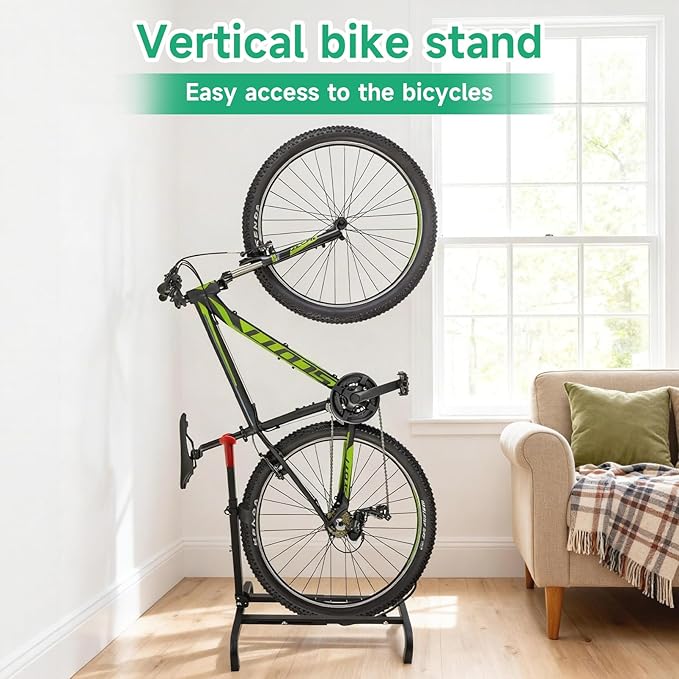Vertical Bike Stand,Freestanding Space-Saving Bike Rack with Adjustable Height,The Original Vertical Bicycle Floor Stand for Garage Storage, Indoor and Outdoor-Safe & Secure Bike Storage Rack