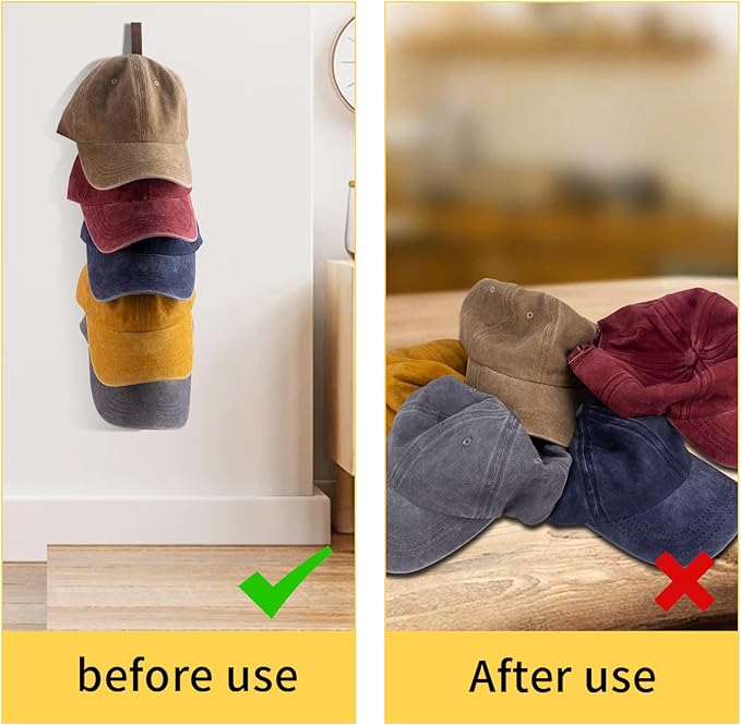 3 Pack Wooden Hat Rack, Hat Organizer with Hat Shaper Insert – Space-Saving Baseball Cap Display Stand for Wall in Bedroom, Closet, or Entryway
