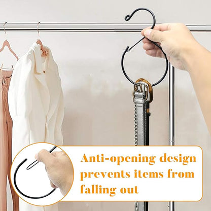 4 Pack Belt Hanger for Closet – Rust-Proof Belt Organizer & Tie Rack, Multi-Use Hanger for Scarves, Hats, Bags & Closet Accessories, Black