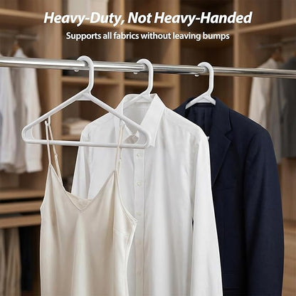 Heavy Duty Plastic Hangers – Super Thick & Reinforced with 20lb Capacity for Coats, Jackets, Pants – Durable Non-Slip Closet Hangers for Heavy Clothing (White, 30 Pack)