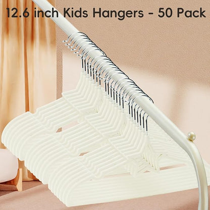 GoodtoU 50 Pack Velvet Baby Hangers, 12.8 Inch Non-Slip Toddler Clothes Hangers, for Infant Coats, Dresses & Pants, White - Star