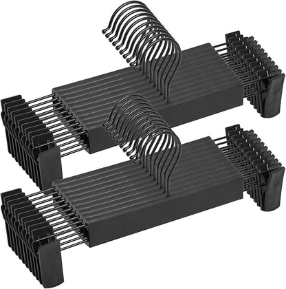 NORTHERN BROTHERS Pants Hangers, Black 20 Pack with Clips for Pants, Skirts, and Shorts - Plastic Bulk Hangers