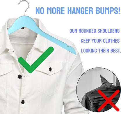 Fresh Blue Wooden Hangers 20 Pack for Adults Heavy Duty Non-Slip Clothes Hangers, Colorful Wood Hangers Pack of 20 Sturdy Coat Hangers for Men Women Shirts Pants Coats Assorted Colors (Blue)