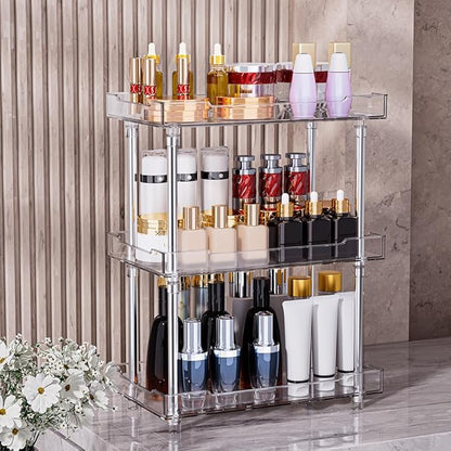 Body Spray Organizer, 3 Tier Bathroom Counter Organizer Acrylic Clear Corner Makeup Organizers Bathroom Organizers Countertop Counter Vanity Tray Corner Shelf Lotion Organizers For Skincare Comestics