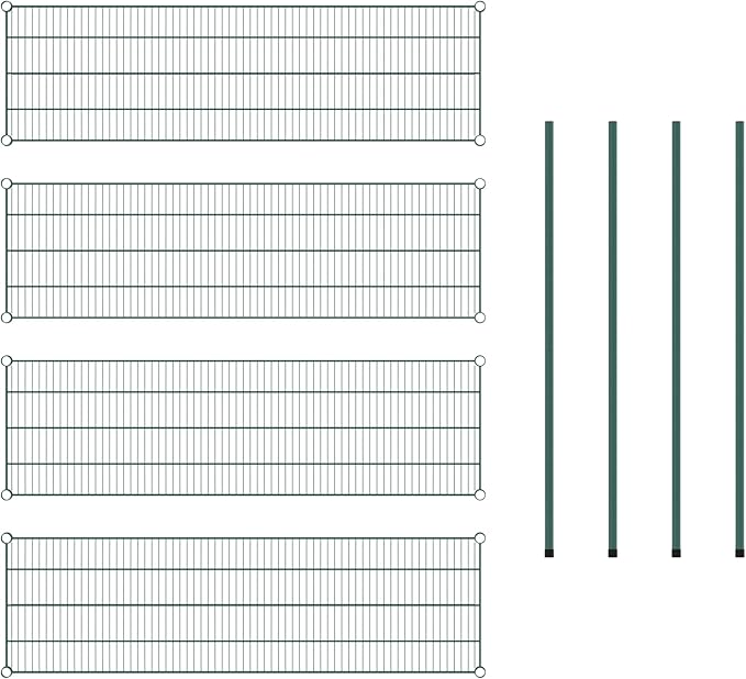 Commercial NSF Listed Green Epoxy Stationary Wire Shelving Kit 18" x 60" x 54", with 4 Shelves Perfect for Warehouse, Walk-in Refrigerator, Freezer, Grocery Store, Restaurant, Dishroom