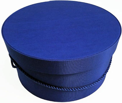 Sarah's Hat Boxes Classic Royal Hat Box – 16.75" x 8.5" (Dia. x Ht.) Handmade in USA – Odorless Non-Toxic Adhesive, Cording Handle – Premium Storage for Hats & Accessories