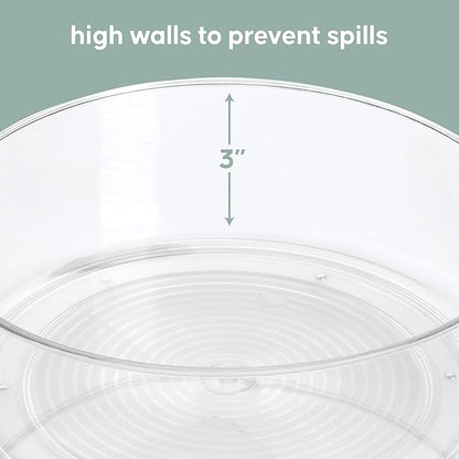 Kitchen Spaces Compact Lazy Susan Organizer, Fridge or Cabinet Turntable Shelf Storage for Kitchen and Pantry Items, Great for Spices or Condiments, Clear and Sturdy with Full Spin, 9 x 9 x 3.4 inches
