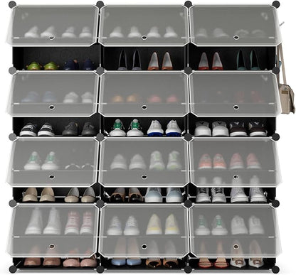 Safstar 48 Pairs 12 Cube Shoe Rack Organizer, Black, Polypropylene