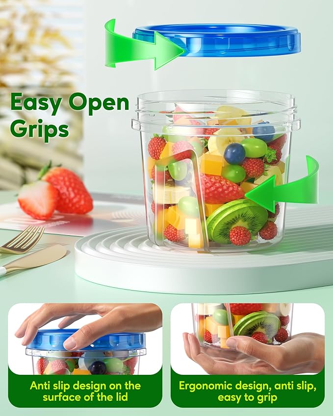 Canfanni 8 Pack-24 OZ Freezer Storage Containers, Plastic Soup Container with Lids, BPA Free Food Storage Containers with Twist Top Lids, Reusable, Microwave and Dishwasher Safe