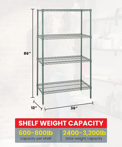 Quantum Storage Systems WR86-1236P Wire 4 Shelf Starter Kit, Proform, 12" x 36" x 86"