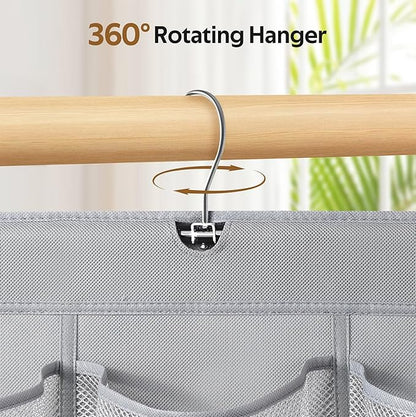 MISSLO 30 Large Pockets Dual Sided Hanging Shoe Organizer for Closet with Rotating Hanger Hanging Shoe Shelves, Grey