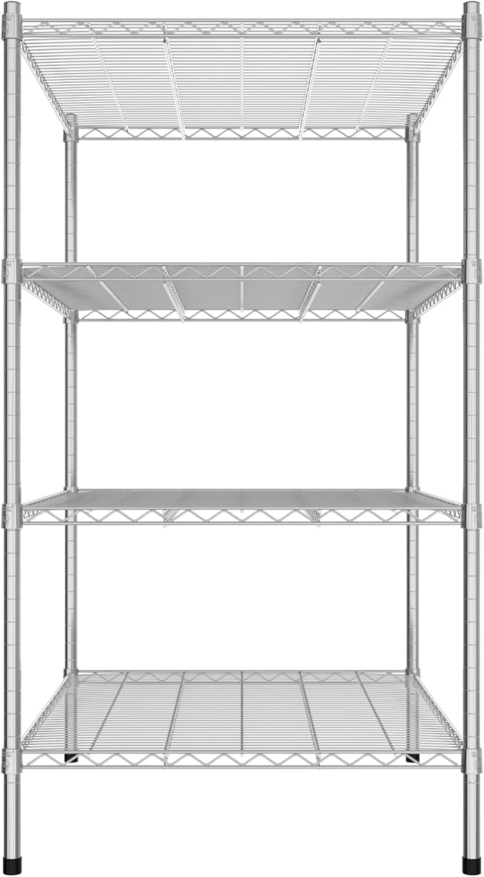 Commercial NSF Listed Chrome Stationary Wire Shelving Kit 30" x 36" x 54", with 4 Shelves Perfect for Warehouse, Walk-in Refrigerator, Freezer, Grocery Store, Restaurant, Dishroom