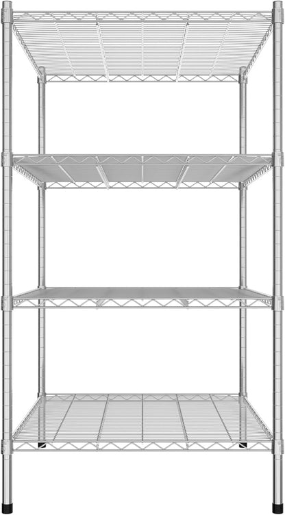 Commercial NSF Listed Chrome Stationary Wire Shelving Kit 30" x 36" x 54", with 4 Shelves Perfect for Warehouse, Walk-in Refrigerator, Freezer, Grocery Store, Restaurant, Dishroom