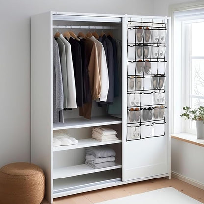 Chunful Extra Large 29 Pockets Over the Door Shoe Organizer 20 Regular 9 Large Breathable Mesh Pockets Hanging Shoe Rack Organizer for Bedroom Bathroom Closet Door Shoes Toys Accessories(White)