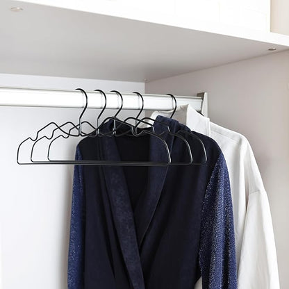 20 Pack Heavy Duty Metal Steel Wire Clothes Hanger, Ultra Slim & Short Neck Hanger,Space Saving Durable Non-Slip Felt Hangers, Closet Organizer for Home Dorm Laundry (Black)