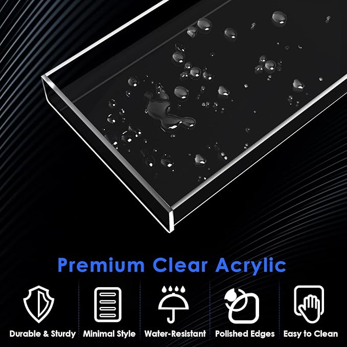 MaxGear Acrylic Vanity Tray, Clear Bathroom Storage Tray for Countertop, Toilet Tank, and Bathtub – Perfect Organizer for Perfume, Soap, Towels, Tissue, Candles, and Plants, 11.8 × 5 × 1.2 Inches