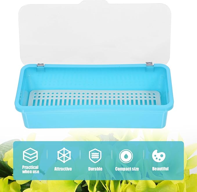 VOSAREA Plastic Cutlery Organizer Tray Lid Kitchen Utensil Storage Transparent Design for Easy Visibility Non- Base for Countertop Use