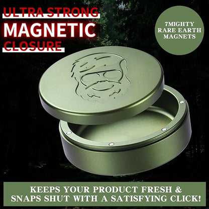 3.0inchBEIJIATE Magnetic Metal Can, Holder, Metal Container, Carved Tin with Magnetic Closure, Aluminum Container, Slim Pouch Can, zyn metal can,zyn container Storage Box Set (Military Green)