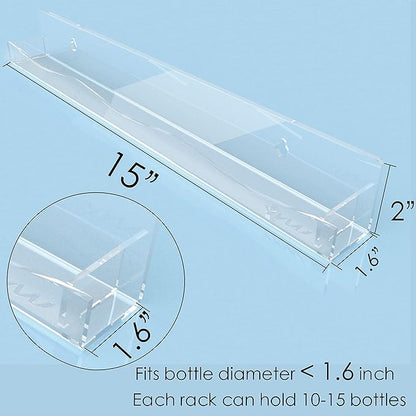 YMVV Clear Acrylic Nail Polish Rack Wall Mounted Shelf,6 Pack Organizer with Unique Wavy Lines,Nail Supplies for Techs,Great Display Salons Retailers