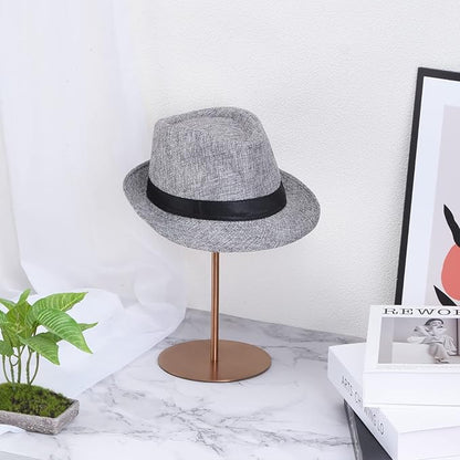 uxcell Metal Hat Display Stand 2 Pack Adjustable Tabletop Hat and Wig Rack Holder for Baseball Cap, Fedora Hat, Cowboy Hat - Rose Gold