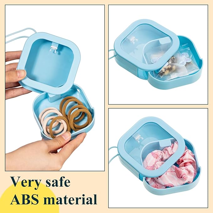 Kathfly 2 Pack Hair Tie Organizer Portable Hairband Holder Portable Hair Accessories Organizer Hanging Storage Container for Cotton Swab Bobby Pin Small Items on Desktop(Blue)