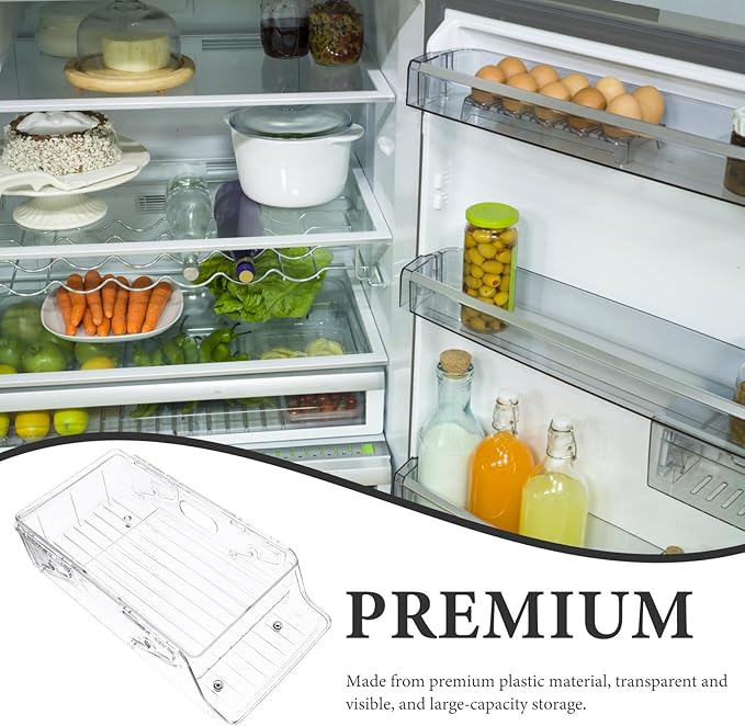 FRCOLOR Double Layer Can Holder Fridge Organizer Adjustable Rolling Soda Dispenser Storage Rack for Kitchen Refrigerator Household Drink Storage