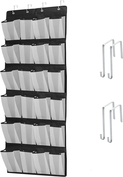 Over The Door Shoe Organizers with 24 Mesh Pockets Shoe Organizer Storage Hanging SimpleHouseware Shoe Holder for Rack (White Black)