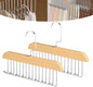 2 Pack Belt Hanger for Closet, Wooden Tie Racks Hangers with Upgraded 360° Rotating, Space-Saving Belt Organizer with 8 Hooks, Closet Storage for Tank Top, Bra, Scarf, Hat
