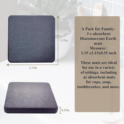 Mucco Water Absorbing Stone Tray for Sink, Premium Diatomaceous Earth Soap Holder Dish，Water Absorbent Diatomite Coasters, Fast Drying Stone Sink Tray for Hand soap & Cups & Drinks Bottles