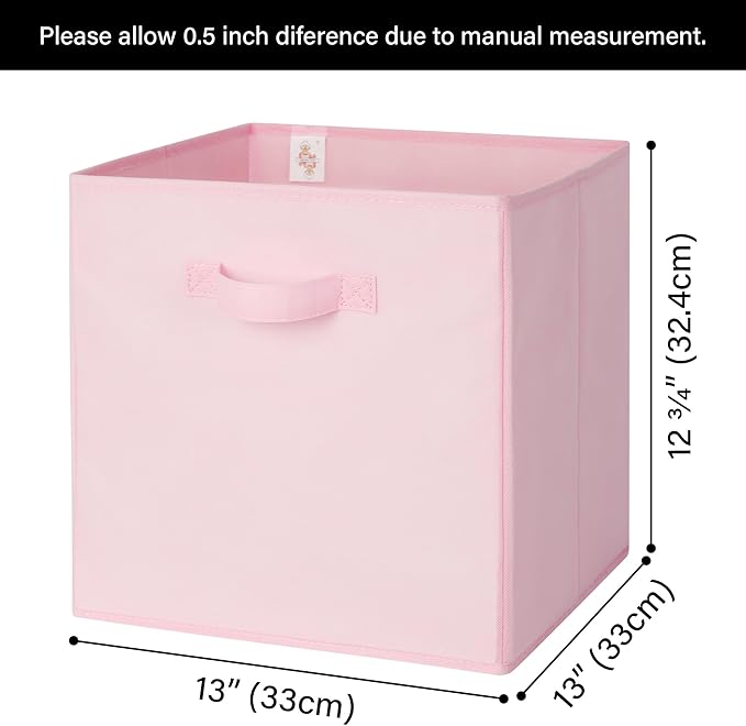 GRANNY SAYS Cube Storage, 13x13 Cube Storage Organizer Bins, Collapsible Storage Bins with Handle, Closet Storage Bins, Baskets for Shelves, Cubby Storage Organizer, Pink, 6-Pack