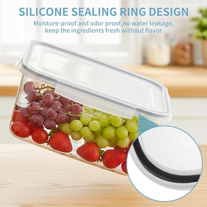 Grape Container for Fridge,3PCS(0.9Qt - 13.5Qt),Leakproof Grape Container with Removable Colander,Dishwasher & microwave safe Produce Containers,Keep Fruits, Vegetables, Meat Fresh Longer
