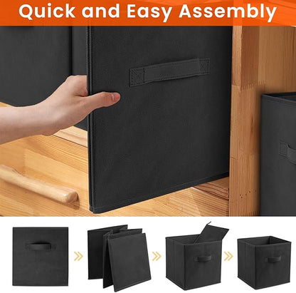 Criusia Large Storage Cubes - 13 Inch Heavy Duty Fabric Storage Bins for Shelves Closet, Cube Organizer - 8 Pack Collapsible Cube Storage Bins Baskets for Organizing Clothes Blankets Toys (Black)