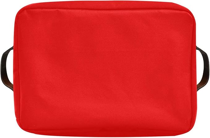 YETTASBIN Red Solid Color Storage Basket 1pc, Large Collapsible Toys Clothes Organizer, Durable Canvas Storage Bin with Handle for Shelves Closet Laundry Home Office Decor