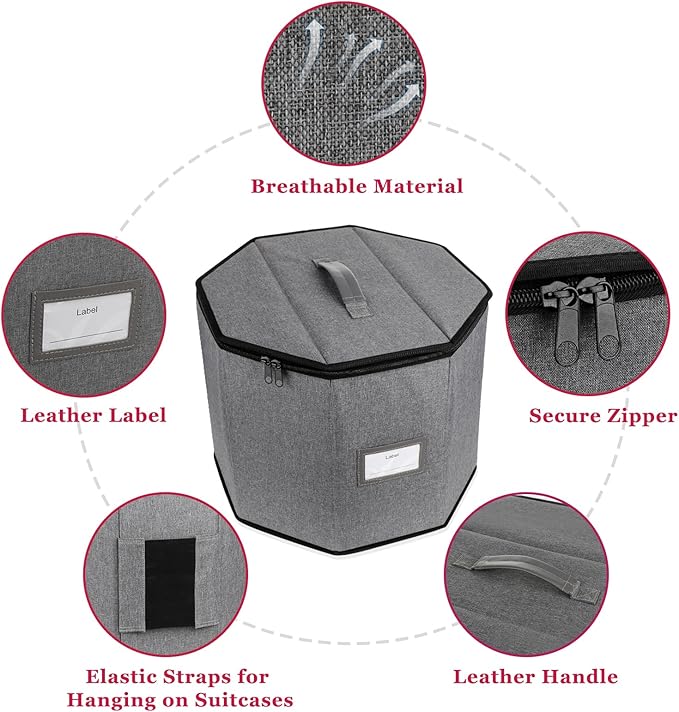 Hat Storage Box, Hat Boxes for Women/Men Storage,Foldable Travel Hat Box with Lids,Large Hat Boxes,Stuffed Animal Toy Storage,Hat Storage Organizer for Hanging on Suitcase