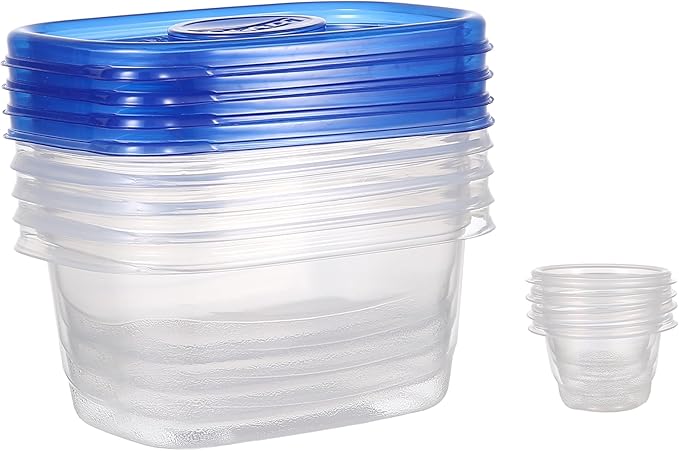 Glad GladWare To Go Snack Food Storage Containers with Lids, Medium Rectangle BPA Free Plastic with Built-In Dressing Cup for Salads and Snacks, Microwave Dishwasher Safe, 24 Oz, 4 Count