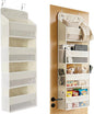 Over the Door Organizer, Door Storage Organizer with Large Capacity Pockets, Hanging Shelves for Bedroom, Closet, Dorm, Pantry (Beige, 4-Tier)