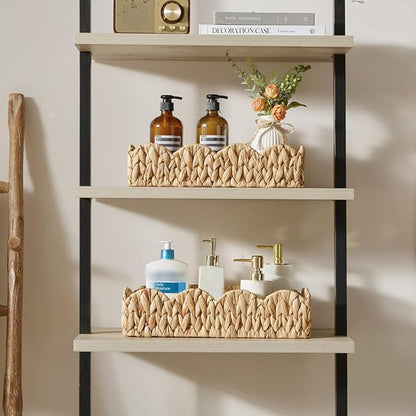 YANGQIHOME Toilet Paper Basket, Water Hyacinth Toilet Tank Basket for Storage, Scalloped Baskets for Bathroom Decor Bedroom Nursery Room Kitchen