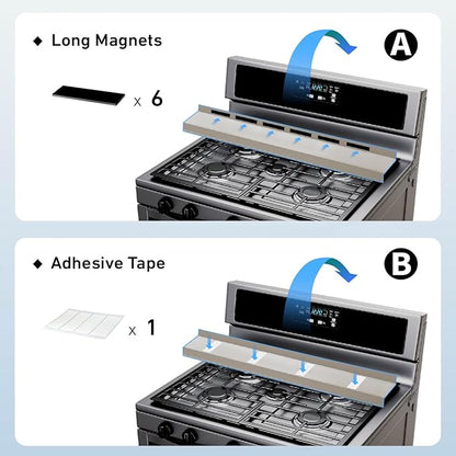 IIIOIIIA Stove Top Magnetic Shelf for Kitchen Organization, 30" Magnetic Spice Rack Over the Stove, 4" Deep Spice Organizer With Border All Around, Brushed Stainless, Silver