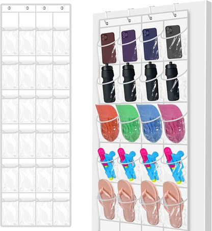 Windyun 24 Pockets Over the Door Hanging Organizer Large Clear Hanging Shoe Rack Holder for Closet Back of Door Bathroom Waterproof Hanger Nonslip