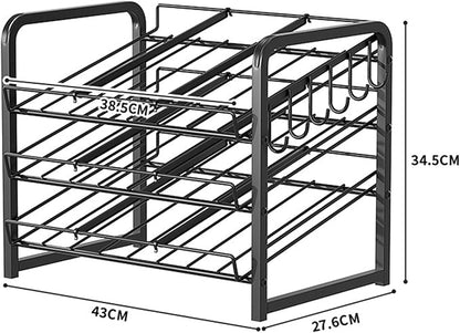 YOXIER Beverage Organizer Shelf Storage Rack Automatic Rolling 2 Tiers Large Capacity Beer Soda Holder Fridge Organizer Refrigerator Dispenser Black Dual Layer