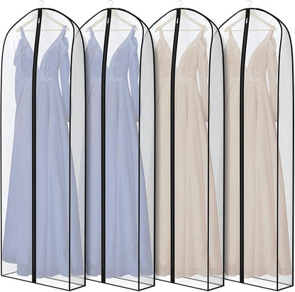 Zilink Breathable Dress Bags for Gowns Long 72” Wedding Dress Storage Bags Silky Dress Bags for Closet Storage with 7" Gussted Wrinkle Free for Long Evening Dresses Puffy Dress Storage, Set of 4