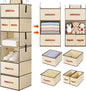 Hanging Closet Organizer 6-Shelf, Upgrade Closet Organizers and Storage with 5 Removable Drawers & 4 Side Pockets, Hanging Shelf Organizer for Bedroom or Garment Rack, 12.6'' x 12.6'' x 44.1'', Beige