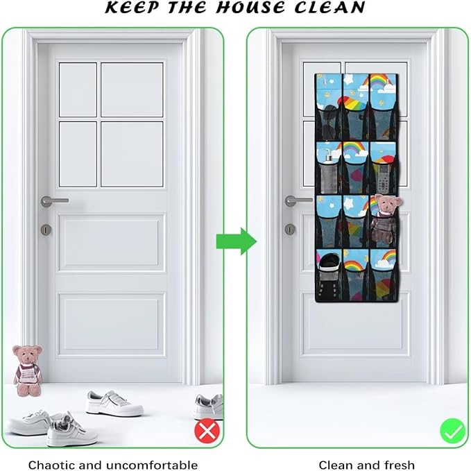 Generic Blue Rainbow Over The Door Pantry Organizer Space-Saving KIds Door Storage Organizer Heavy Duty Strong Heavy Ability Even When Filled with Items It Remains Stable and Reliable