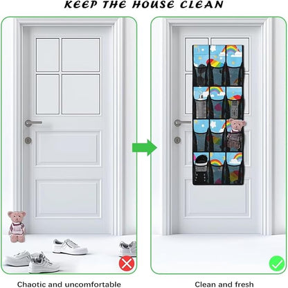 Generic Blue Rainbow Over The Door Pantry Organizer Space-Saving KIds Door Storage Organizer Heavy Duty Strong Heavy Ability Even When Filled with Items It Remains Stable and Reliable
