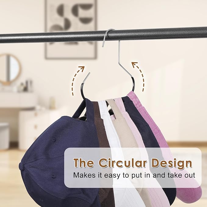 Hat Organizer Belt Hanger for Closet 8Pcs Black Baseball Caps Organizer for Closet Hat Racks for Belt Ties Tank Tops