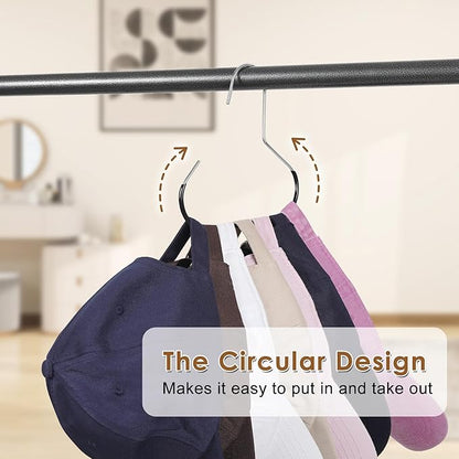 Hat Organizer Belt Hanger for Closet 8Pcs Black Baseball Caps Organizer for Closet Hat Racks for Belt Ties Tank Tops